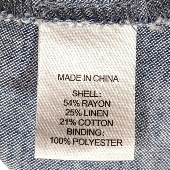 DREW Anthropologie Linen Blend Chambray Blue One Button Blazer Women Size Small - Picture 8 of 9